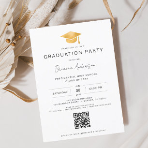 Classic Minimalistisch Gold QR Code Graduation Par Einladung