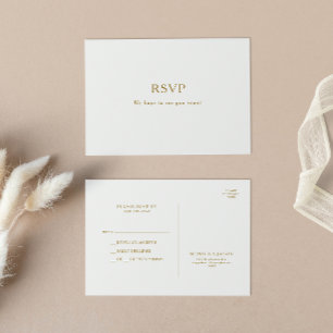 Classic Minimalistisch Gold Wedding RSVP Postcard Postkarte