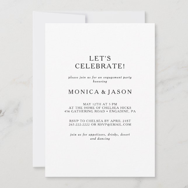 Classic Minimalistisch Let's Celebrate Invitation Einladung (Vorderseite)
