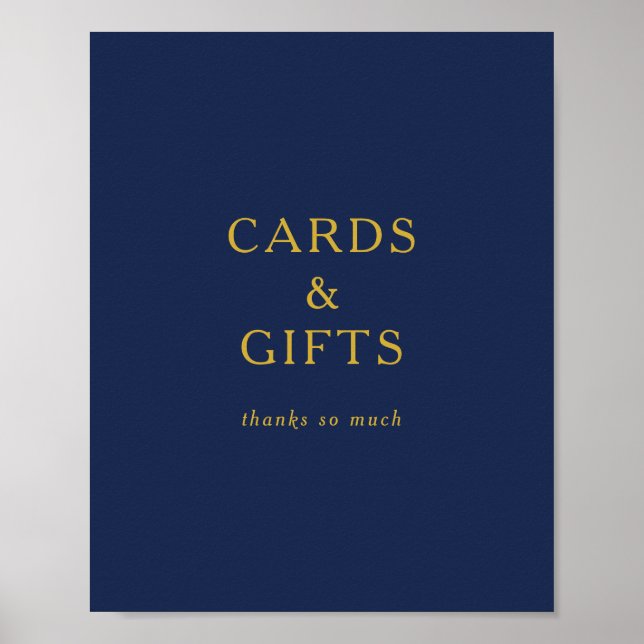 Classic Minimalistisch Navy Blue Gold Cards und Ge Poster (Vorne)