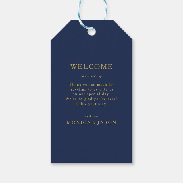 Classic Minimalistisch Navy Blue Gold Wedding Will Geschenkanhänger (Vorderseite)