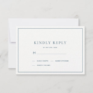 Classic Minimalistisch Navy Blue Wedding RSVP Karte