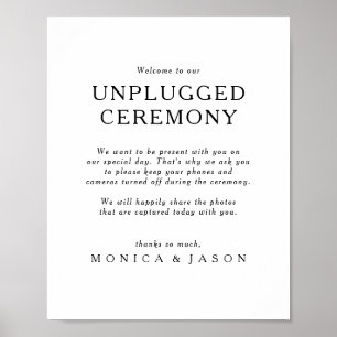 Classic Minimalistisch Unplugged Ceremony Sign Poster