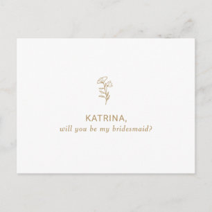 Classic Minimalistisch werden Sie meine Bridemaid  Einladungspostkarte