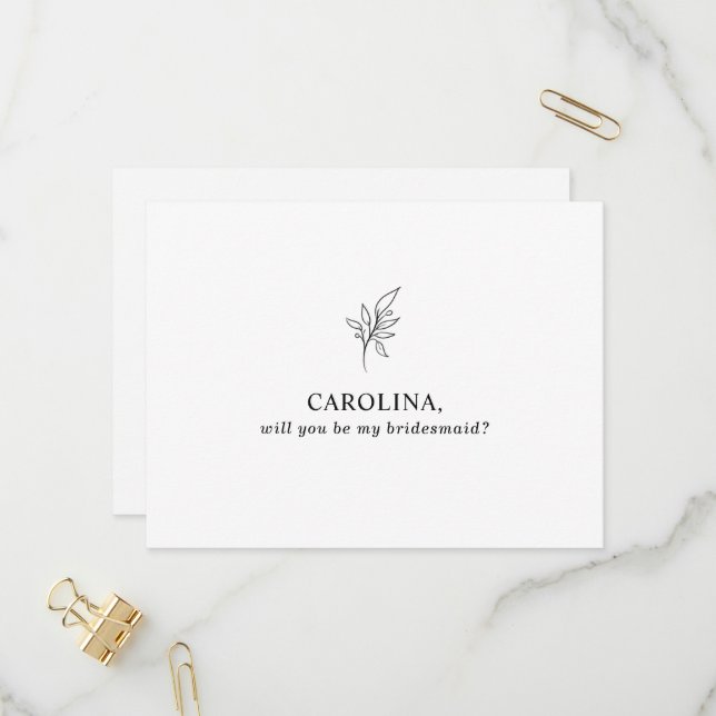 Classic Minimalistisch Werden Sie meine Bridesmaid Einladungspostkarte (Vorderseite/Rückseite Beispiel)