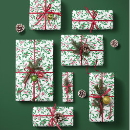 Classic Mistletoe- Holiday Wrapping Paper Sheets Geschenkpapier Set