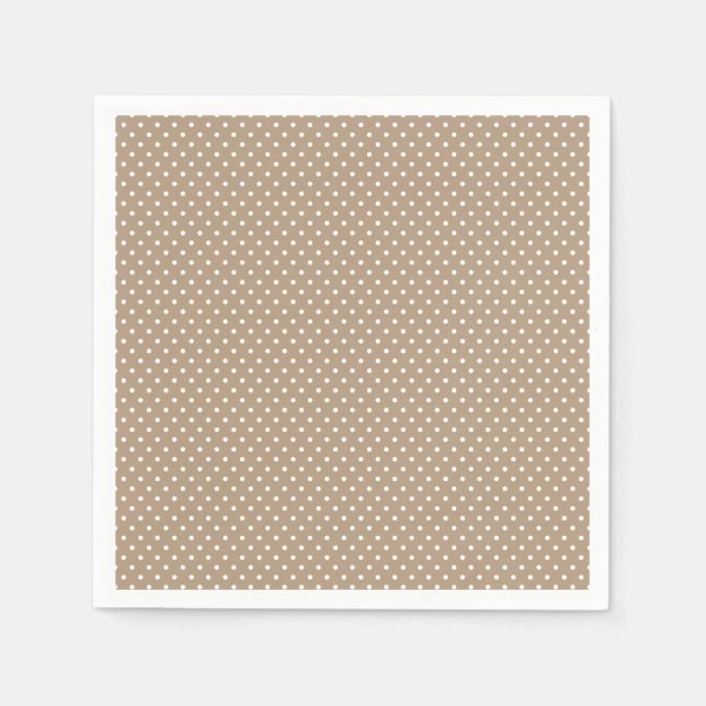 Classic Mocha Brown und White Polka Dot Napkins Serviette (Vorderseite)