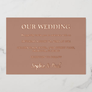 Classic Mocha Wedding Rose Gold Foil Einladung