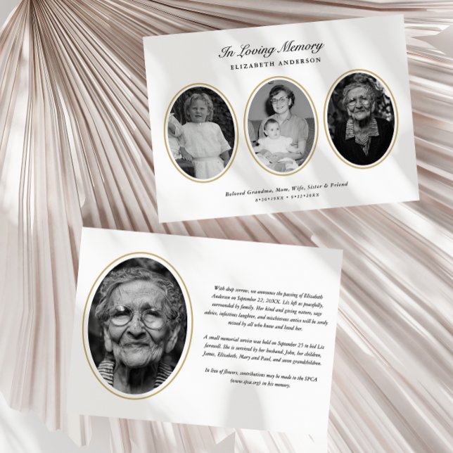 Classic Modern 4-Photo Printed/Downloadable Death Ankündigung (Von Creator hochgeladen)