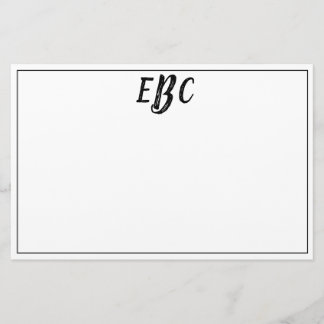 Classic Modern Black and White Monogram Stationary Briefpapier