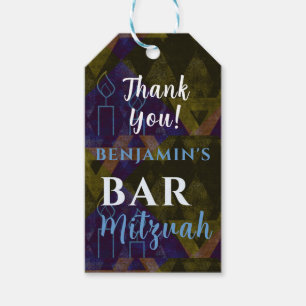 Classic Modern Blue Bar Mitzvah Bold Vielen Dank Geschenkanhänger
