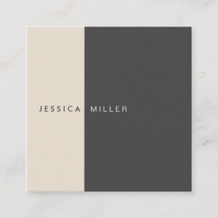 Classic Modern Dark Gray & Beige Social Media Quadratische Visitenkarte