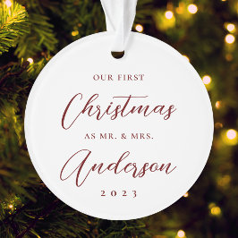 Classic Modern First Christmas als Mrs. Foto Ornament