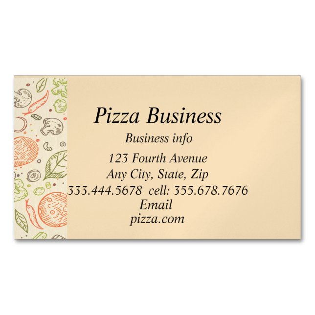Classic Modern Graphic Art Pizza Business Name Magnetische Visitenkarte (Vorderseite)