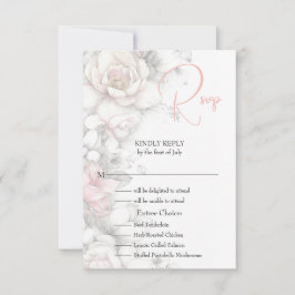 Classic Modern Ivory and Blush Floral RSVP Karte
