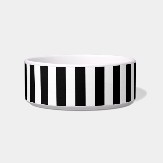 Classic Modern Minimal gestreift Schwarz und Weiß Napf (Vorderseite)