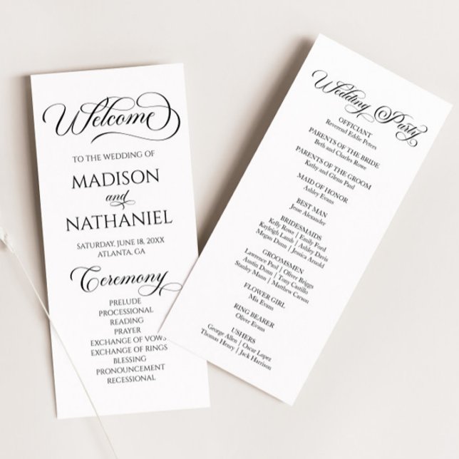 Classic Modern Minimal Minimalistisch Hochzeit Programm (Von Creator hochgeladen)