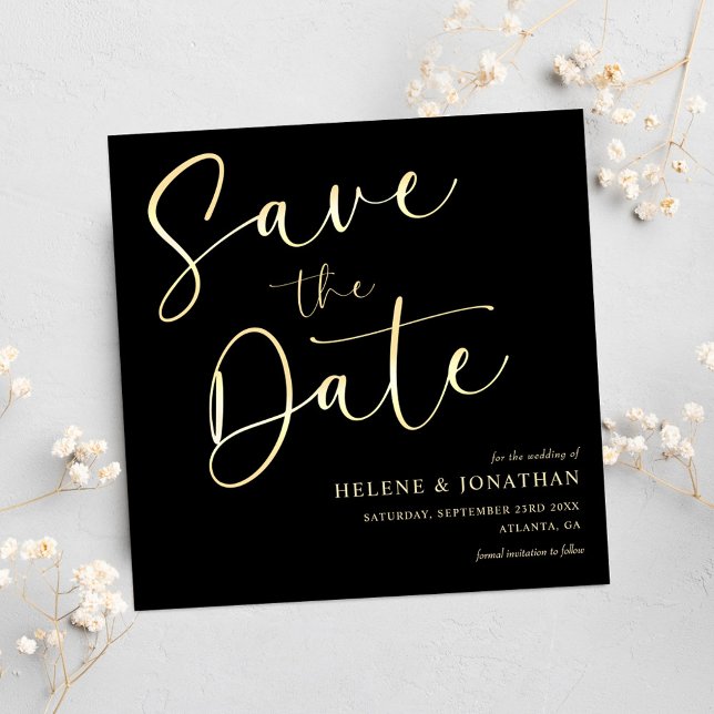 Classic Modern Minimalistisch Black Elegante Hochz Save The Date (Classic Modern Minimalist Black Elegant Wedding Save The Date)