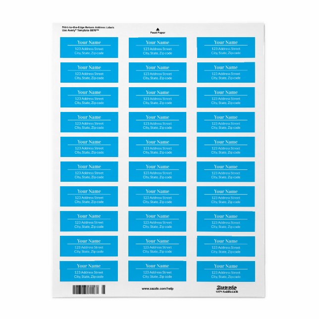 Classic Modern Minimalistisch Sky Blue Name Addres (Vorne)