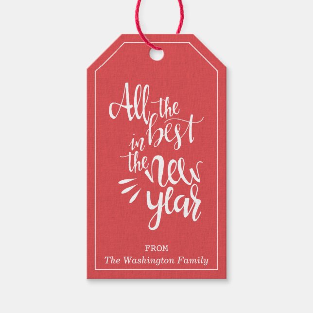 Classic Modern Red Best New Year Weihnachtsfeierta Geschenkanhänger (Vorderseite)