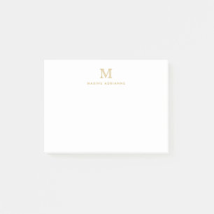 Classic Modern Simple Clean Imitats Gold Monogram Post-it Klebezettel