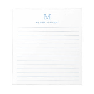 Classic Modern Simple Dusty Blue Monogram Lined Notizblock