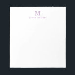 Classic Modern Simple Lila Monogram Initial Notizblock<br><div class="desc">Das Design zeichnet sich durch einen personalisierten Monogramm-Initial und Namen in einem einfachen und modernen typografischen Schriftart aus.</div>
