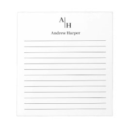 Classic Modern Simple Monogram Initial Lined Notizblock