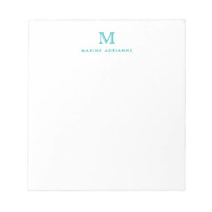 Classic Modern Simple Teal Green Monogram Notizblock
