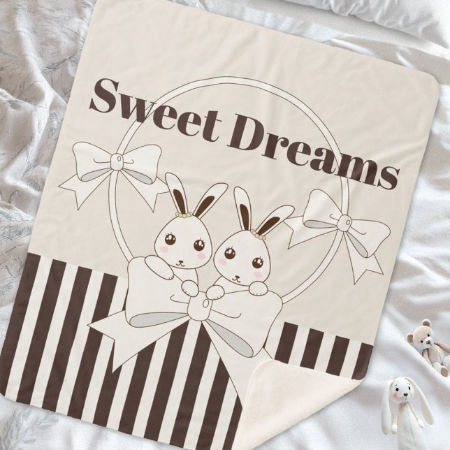 Classic Modern Stripe Niedlich Twin Bunny Girl Sherpadecke (Von Creator hochgeladen)