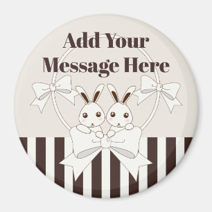Classic Modern Stripe Niedlicher Cartoon Twin Bunn Magnet