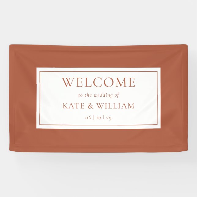 Classic Modern Terracotta Wedding Willkommen Banner (Horizontal)