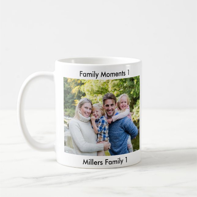 Classic Modern Two Photo Minimalist Family Keepsak Kaffeetasse (Links)