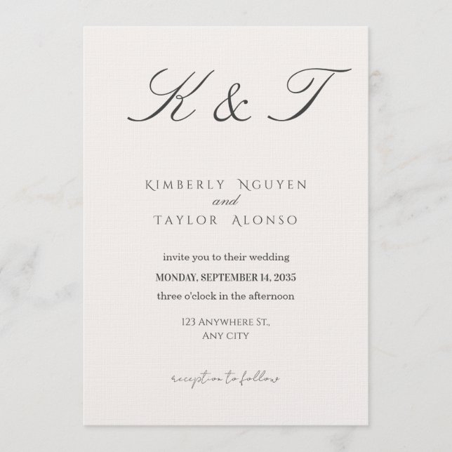 Classic Modern Wedding Invitation | Elegant  Einladung (Vorderseite)