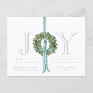 Classic Modern Wreath Ribbon Wasserfarbe Kein Foto Feiertagspostkarte