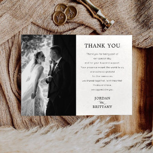 Classic Monochrome Wedding Foto Danke Cards