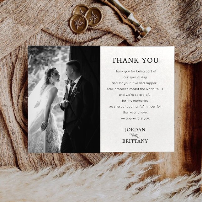 Classic Monochrome Wedding Foto Danke Cards (Classic Monochrome Wedding Photo Thank You Cards)