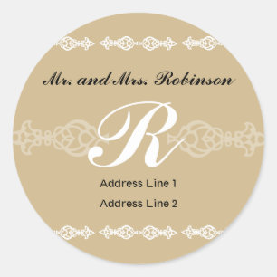 Classic Monogram Address Label 2 Runder Aufkleber