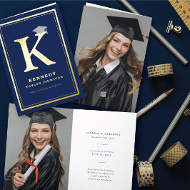 Classic Monogram Alphabet Einfaches Foto Abschluss Grußkarte Mit Foliendruck