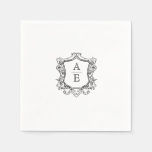 Classic Monogram Black and White Wedding Napkins Serviette