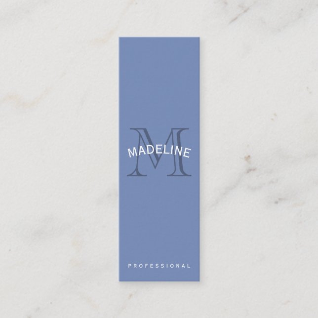 Classic Monogram Blue mit Arc Text Mini Visitenkarte (Vorderseite)