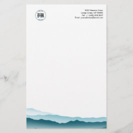 Classic Monogram Blue Mountain View Business Paper Briefpapier