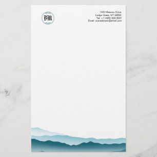 Classic Monogram Blue Mountain View Business Paper Briefpapier