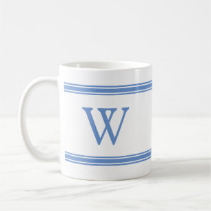 Classic Monogram Blue Striping Personalisiert Mug Kaffeetasse