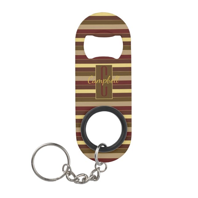 CLASSIC MONOGRAM BROWN GOLD HORIZONTAL STRIPE MINI FLASCHENÖFFNER (Vorderseite)