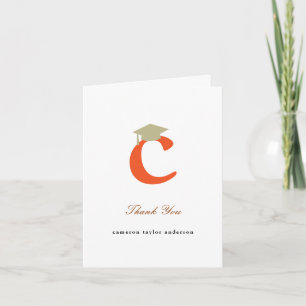 Classic Monogram C Graduation Cap Foto Modernes Dankeskarte