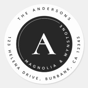 Classic Monogram Couple Rücksendeadresse Classic R Runder Aufkleber