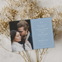 Classic Monogram Dusty Blue Wedding Foto Save The Date