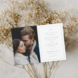 Classic Monogram Dusty Blue Wedding Foto Save The Date
