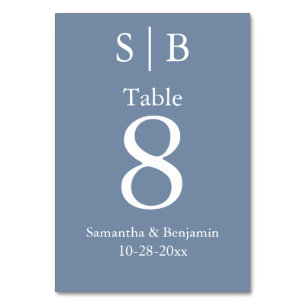 Classic Monogram Dusty Blue Wedding Tischnummer